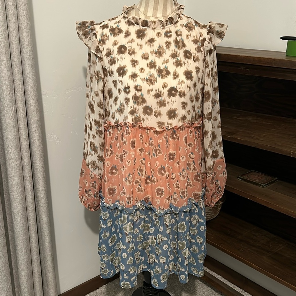 Patterned Ruffle Dress